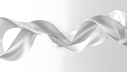 Obraz premium Abstract Silver Metallic Fabric Waves with Smooth Draped Folds on a Clean White Background