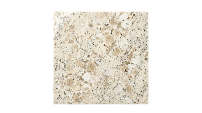Square ceramic floor tile with a natural beige stone texture and speckled pattern for interior design