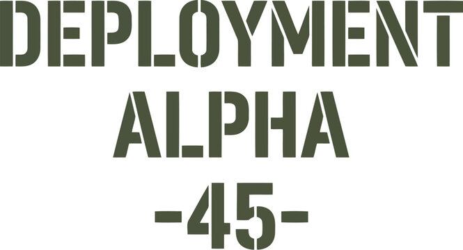 Deployment alpha 45 stencil text design with a bold industrial font style