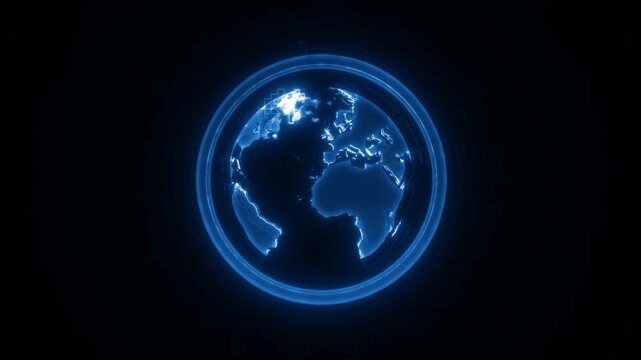 Cyber Planet Earth Logo With Hud Infographics Effects