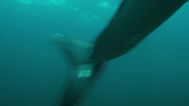 Deadliest Great White Shark Underwater in Open Ocean Waters