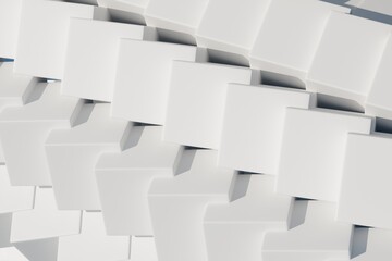 Fototapeta premium 3d white geometric blocks with soft shadows. minimal abstract background for modern advertising. 3d render.