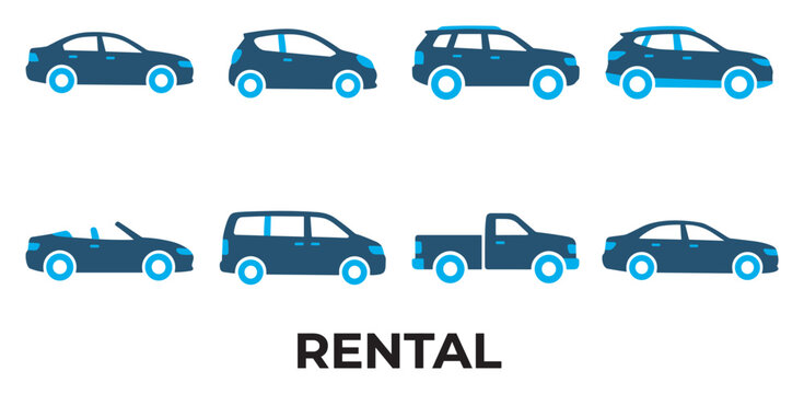 Car rental types sedan hatchback SUV convertible minivan pickup truck crossover.