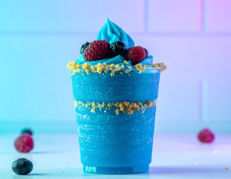 Berry Cheesecake Blue Slush, blue raspberry frozen soda