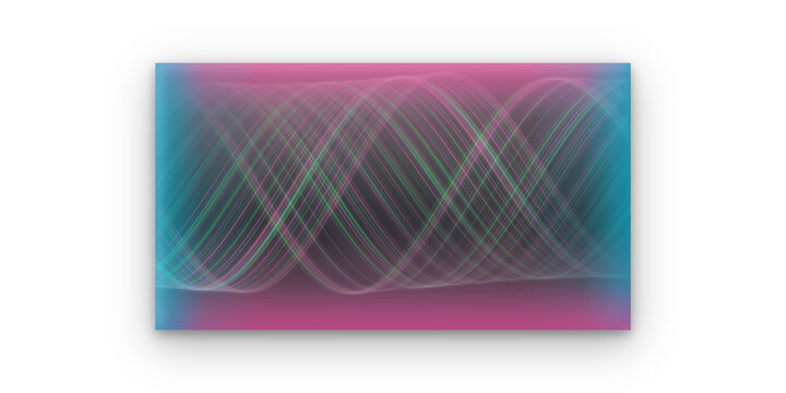 Abstract neon wave pattern, vibrant digital art background, futuristic light trails, modern graphic design element for technology and music themes