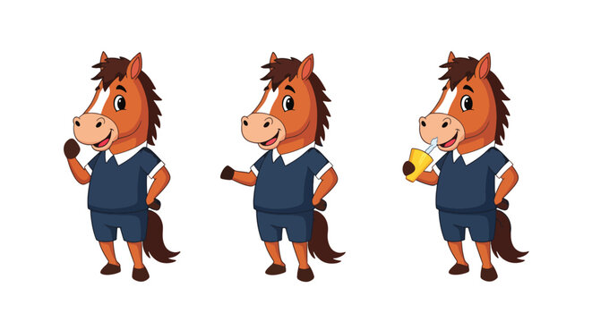 Three cartoon characters dressed in blue suits and orange hair.