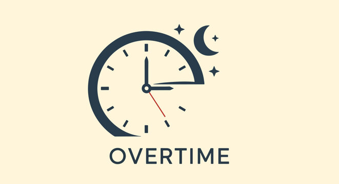 Clock with hour hand pointing to overtime section.