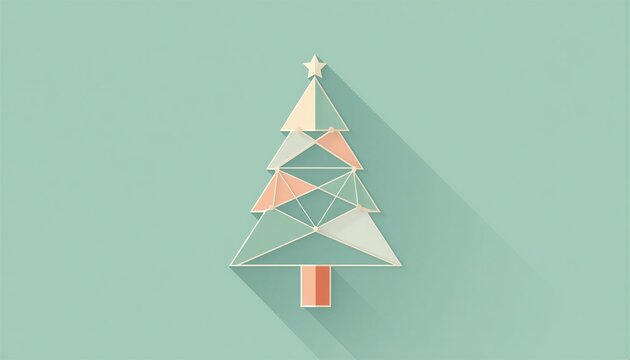 Elegant Christmas tree layering art illustration with glowing stars and decorative ornaments on festive winter holiday background.