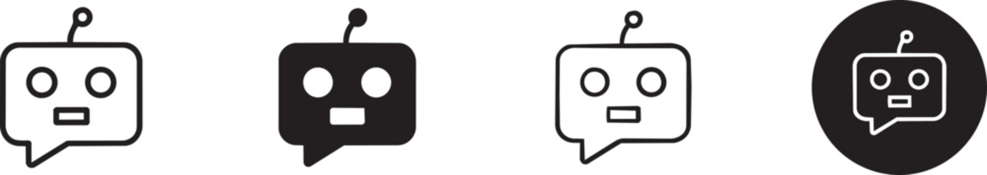 Ai chatbot robot speech bubble icons individual icon set, individual icon
