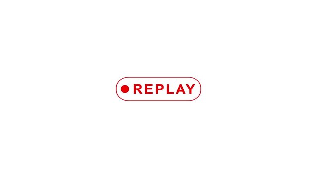 Simple replay sign icon animation on black background. Modern replay text 4k video animation.