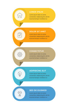Vertical business infographic template with five options, perfect for presentations or web layouts, featuring a clean design for organizing information