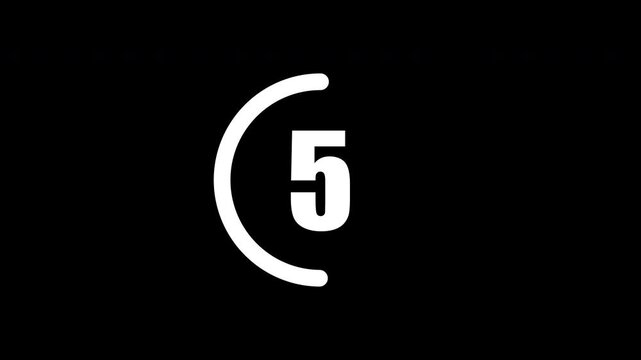Minimal Circular Countdown Timer 10 to 0 Animation, White UI Progress Bar