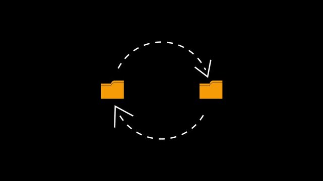 folder synchronization animation with bidirectional file transfer.