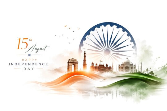Indian Independence Day Celebration Banner With Qutub Minar India Gate Red Fort And National Pride Illustration, 15th August Indian Happy Independence Day poster design