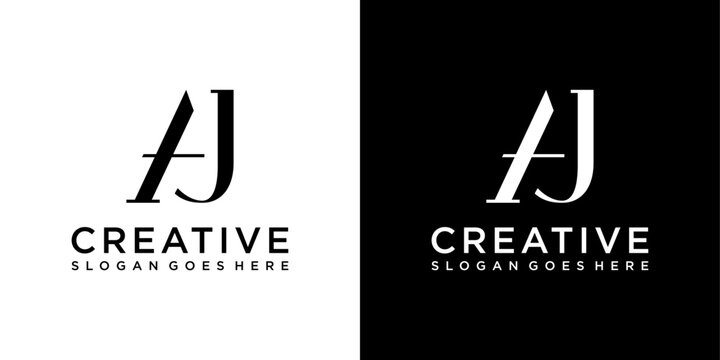 AJ or JA initial letter logo design vector