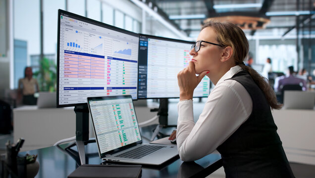Young Woman Is Analyzing Medical Billing Data