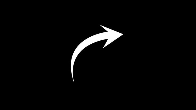 Vibrant red arrow design with a  up curve, suggesting interaction, expansion, or a directional cue in a modern digital context, set against a black background 4k video.