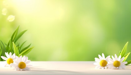 Minimal floral background with white daisies © Garadel