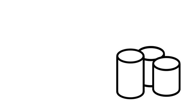A minimalist black and white hand drawn line illustration of three neatly stacked coin towers representing savings wealth and strong financial growth