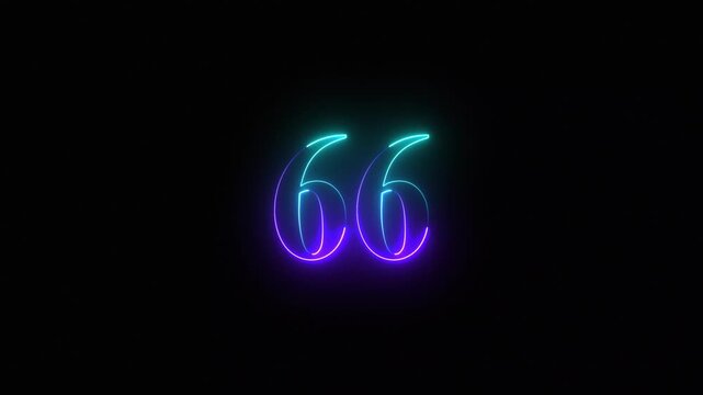 Neon glowing quotation marks animation, cyberpunk style quote symbol for social media and digital