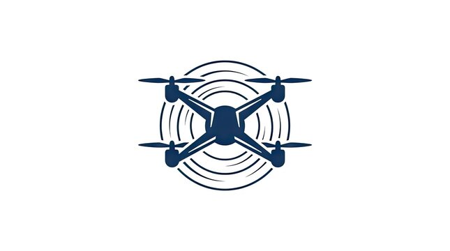 Blue aerial drone icon with propeller detail.