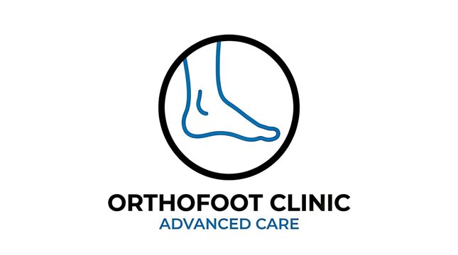 Blue circular foot clinic logo for podiatry services.
