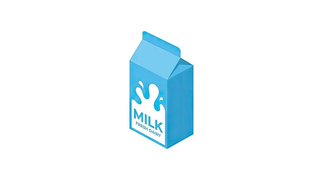 Blue isometric milk carton box icon.