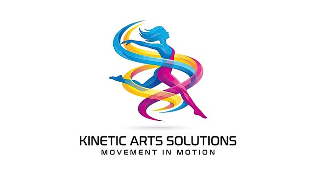 Colorful ribbon dancer silhouette for Kinetic Arts.