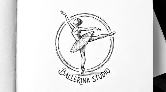 Elegant ballerina studio logo with circular emblem.