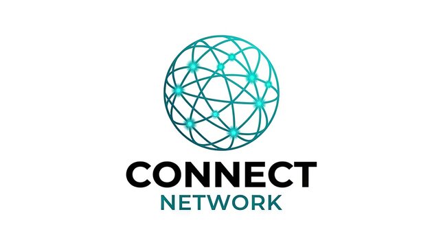 Global network connection globe logo for technology company.