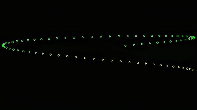 Dynamic digital trajectory of luminous green and yellow particles illustrating abstract data flow or an advanced technological energy pathway against a deep void