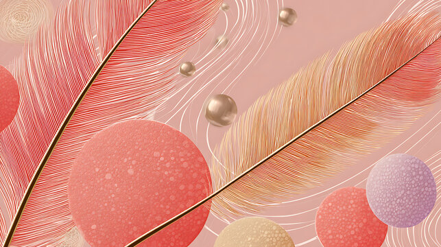 Japanese phoenix feather inspired decorative pastel background