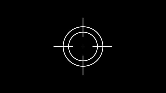 Scanning moving target shape with alpha channel, Target, Aim, Goal icons.Business target concept. Military training, Military target icon animation on black background