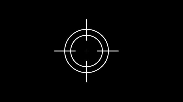 Scanning moving target shape with alpha channel, Target, Aim, Goal icons.Business target concept. Military training, Military target icon animation on black background