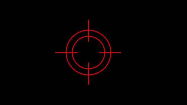 Scanning moving target shape with alpha channel, Target, Aim, Goal icons.Business target concept. Military training, Military target icon animation on black background
