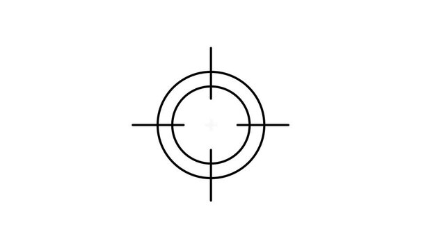 Scanning moving target shape with alpha channel, Target, Aim, Goal icons.Business target concept. Military training, Military target icon animation on black background