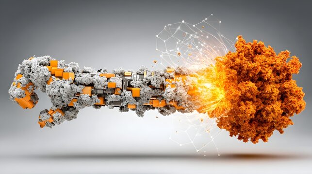 chemical substance morphing into organic shapes controlled by artificial intelligence sci fi concept
