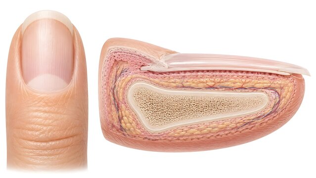 Ultra Realistic Human Nail Anatomy Cross Section Isolated on White Background Medical Atlas