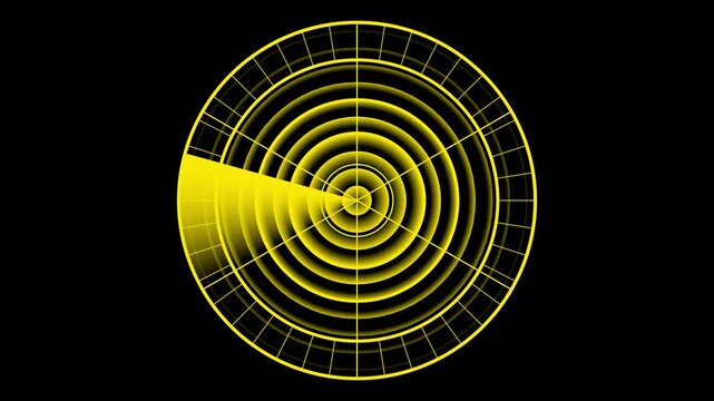 cyber sweeping radar navigation surveillance tracking sonar scanning overlay. Technology radar device with green color radar animation scan data communication system. Black background animation.