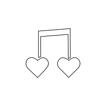 Heart Shaped Musical Note Line Icon for Love Songs and Romance Music Concept