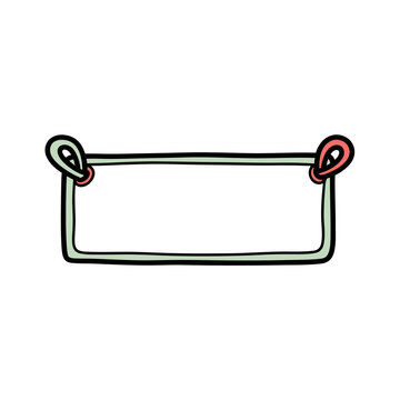 Minimal Hand Drawn Blank Banner Signboard with Hanging Loops