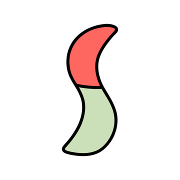 Minimalist Red and Green Gummy Candy Icon Isolated on White Background