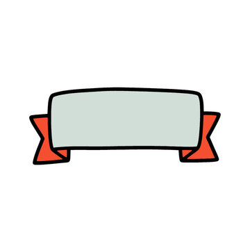 Hand Drawn Blank Ribbon Banner Label Graphic Element