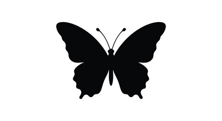Black butterfly silhouette against a white background a simple graphic outline © mdabdulsattar