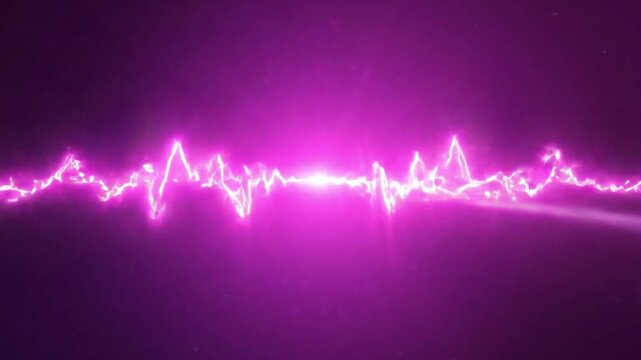 Glowing Futuristic Purple Pink Electric Audio Wave Equalizer Neon Motion Loop Background