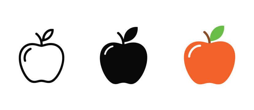 Red apple icon, fresh fruit, teacher appreciation, education symbol, school concept, healthy food, isolated, vector illustration, flat design