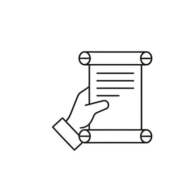 Hand holding a scroll with text