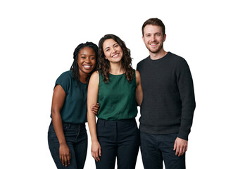 Obraz premium Diverse group of young friends standing together and smiling