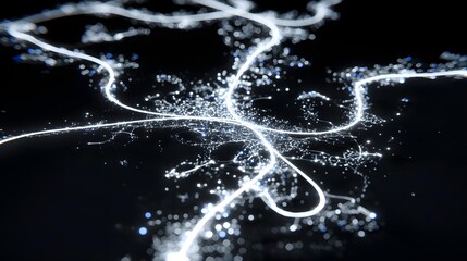 Naklejka premium visualization with glowing nodes connected by dynamic lines forming a complex web