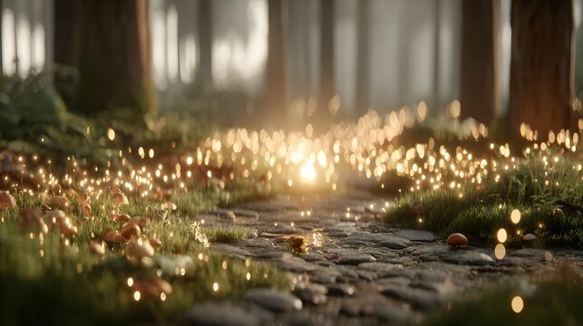 with glowing vines and ethereal fog illuminated by soft magical lighting